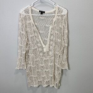 Brittany Black Ivory Crochet Swim Cover-Up